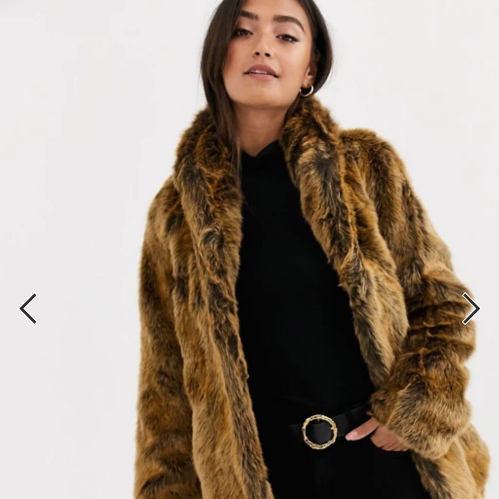 ASOS DESIGN Faux fur coat in brown
